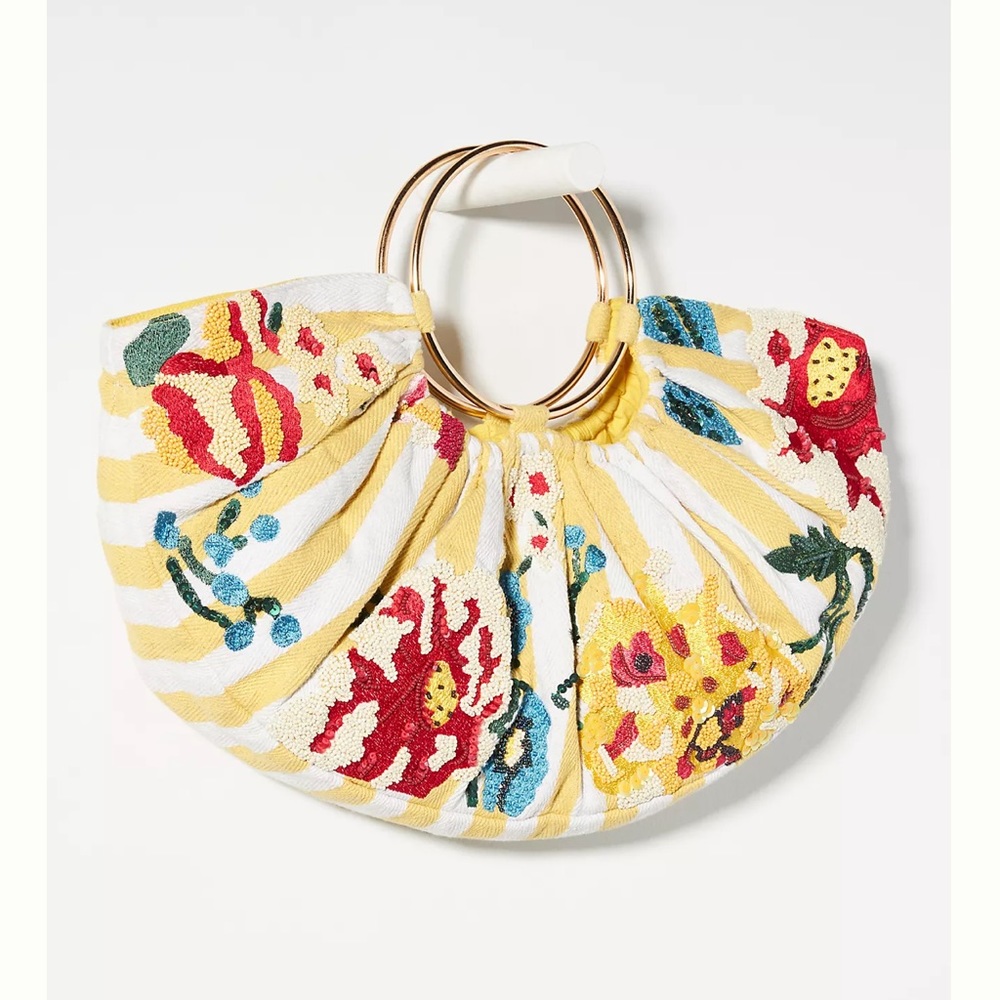 Anthropologie Beaded Half-Moon Satchel NWT